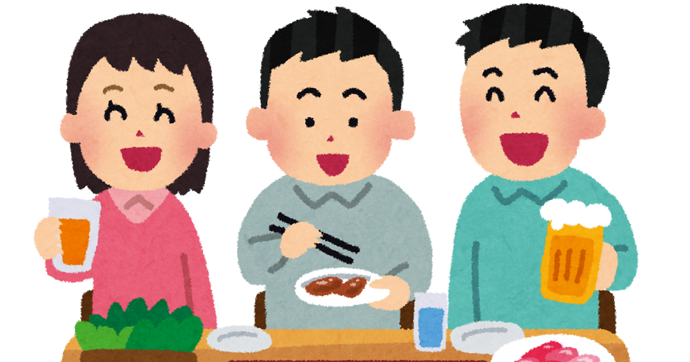 焼き肉を食べている人達のイラスト | かわいいフリー素材集 いらすとや