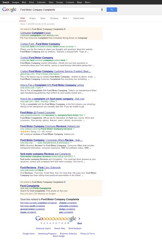 Complaint Center Ford Motor Company Complaints