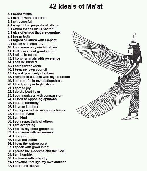 42 Ideals Of Ma At Kemetic Spirituality Egyptian Goddess Egyptian
