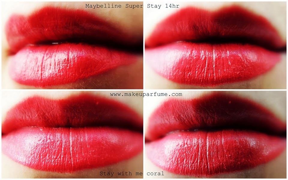 Makeuparfume Guzellik Blogu Makyaj Parfum Alisveris Bakim Beauty Makeup Skincare Maybelline Super Stay 14hr Lipstick 430 Stay With Me Coral Swatch