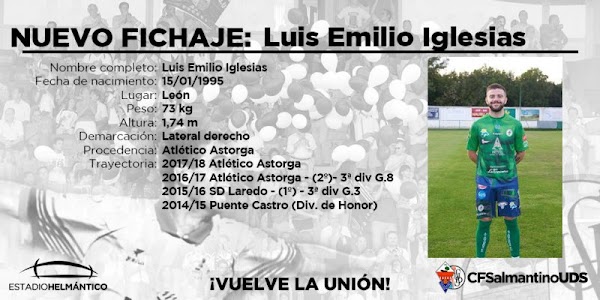 Oficial: El Salmantino UDS firma a Emilio Iglesias