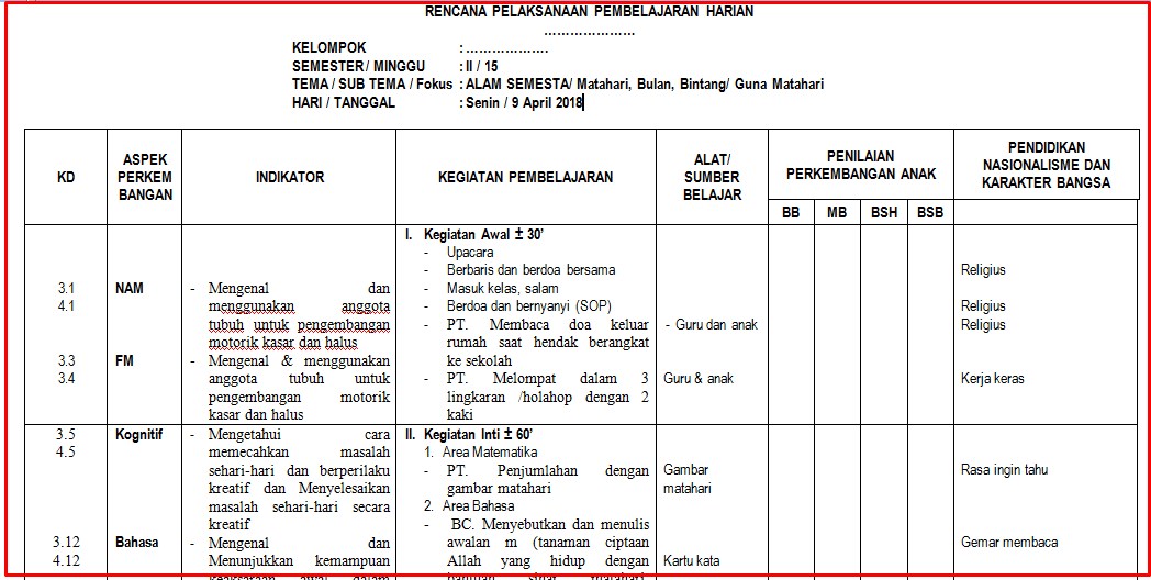 Rpph Paud Tema Alam Semesta Dunia Sosial Rpph Paud Tema Alam Semesta Dunia Sosial