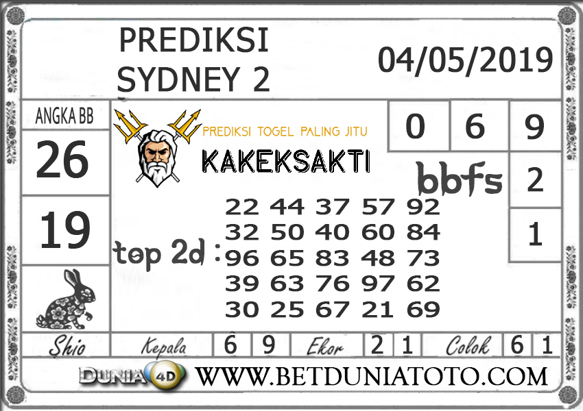 Prediksi Togel SYDNEY2 DUNIA4D 04 MEI 2019 Prediksi Togel SYDNEY2 DUNIA4D 04 MEI 2019