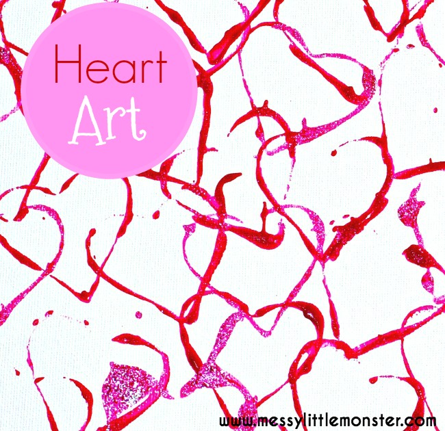 Cookie cutter heart art for toddlers and preschoolers. An easy kids process art activity. 'The day it rained hearts' craft.  