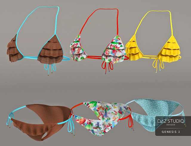 Mapilegis Triangle bikini para sa Genesis 2 Babae (s) - 3D Models Art Zone