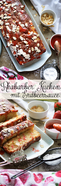 Rhabarber-Apfel Kuchen mit Erdbeer-Rhabarber Sauce