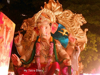 A Ganesha idol being taken for Ganesh Visarjan in Mumbai