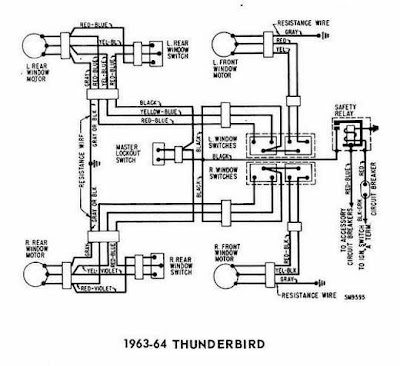 Ford Thunderbird 1963-1964 Windows Control Wiring Diagram | All about