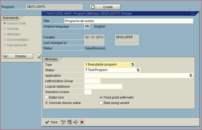 Atributos de programa ABAP