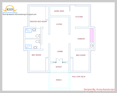 small budget house plan - 129 Square meter (1390 Sqft) - October 2011