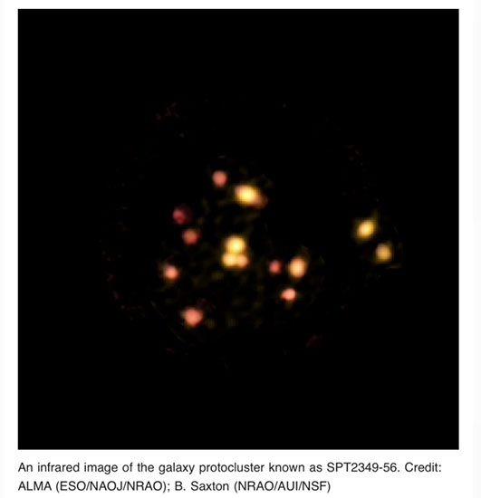 ALMA finds Protocluster formed just 1.4 billion years after big bang (Source: from www.briankoberlein.com)