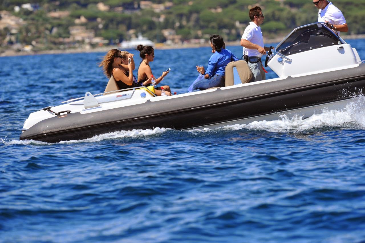 Selena Gomez takes a boat ride in a Zimmermann dress in Saint Tropez
