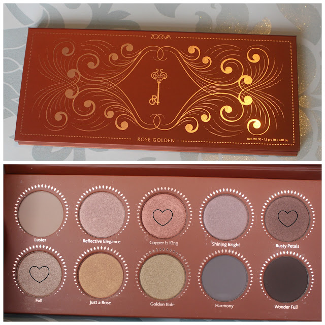 Zoeva Rose Golden Palette photo of shadows inside the Zoeva Rose Golden Palette