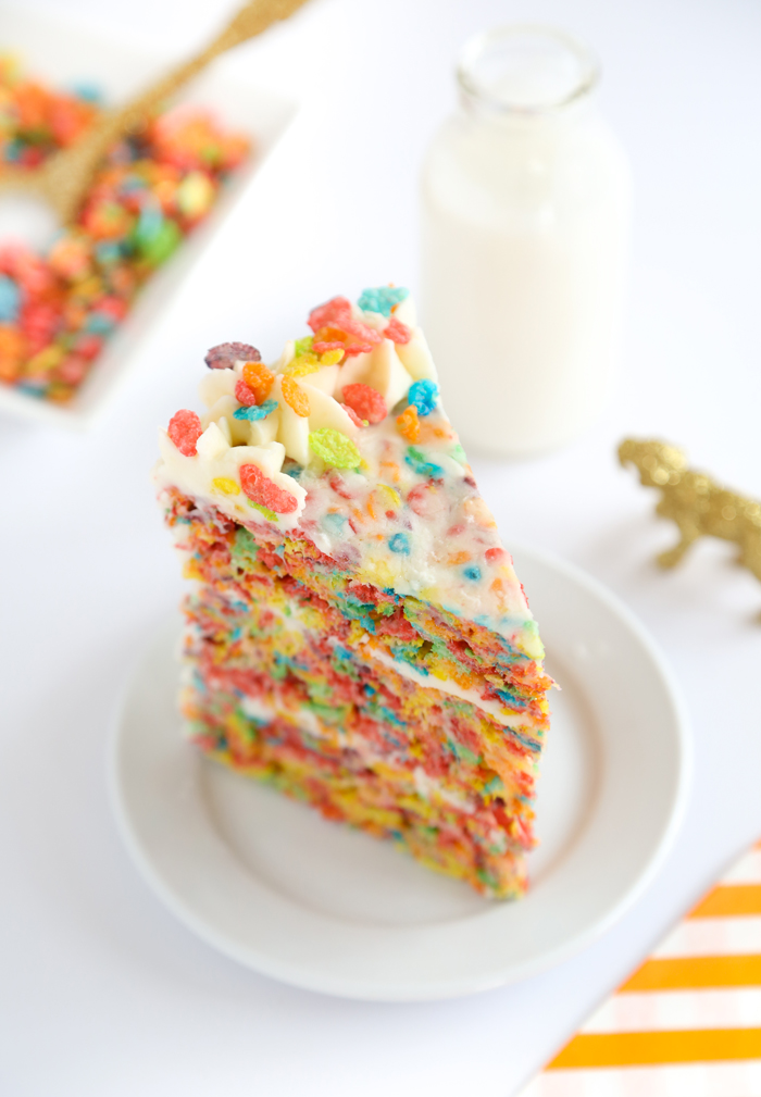 Fruity Pebbles Crispy Treat Cake Sprinkle Bakes