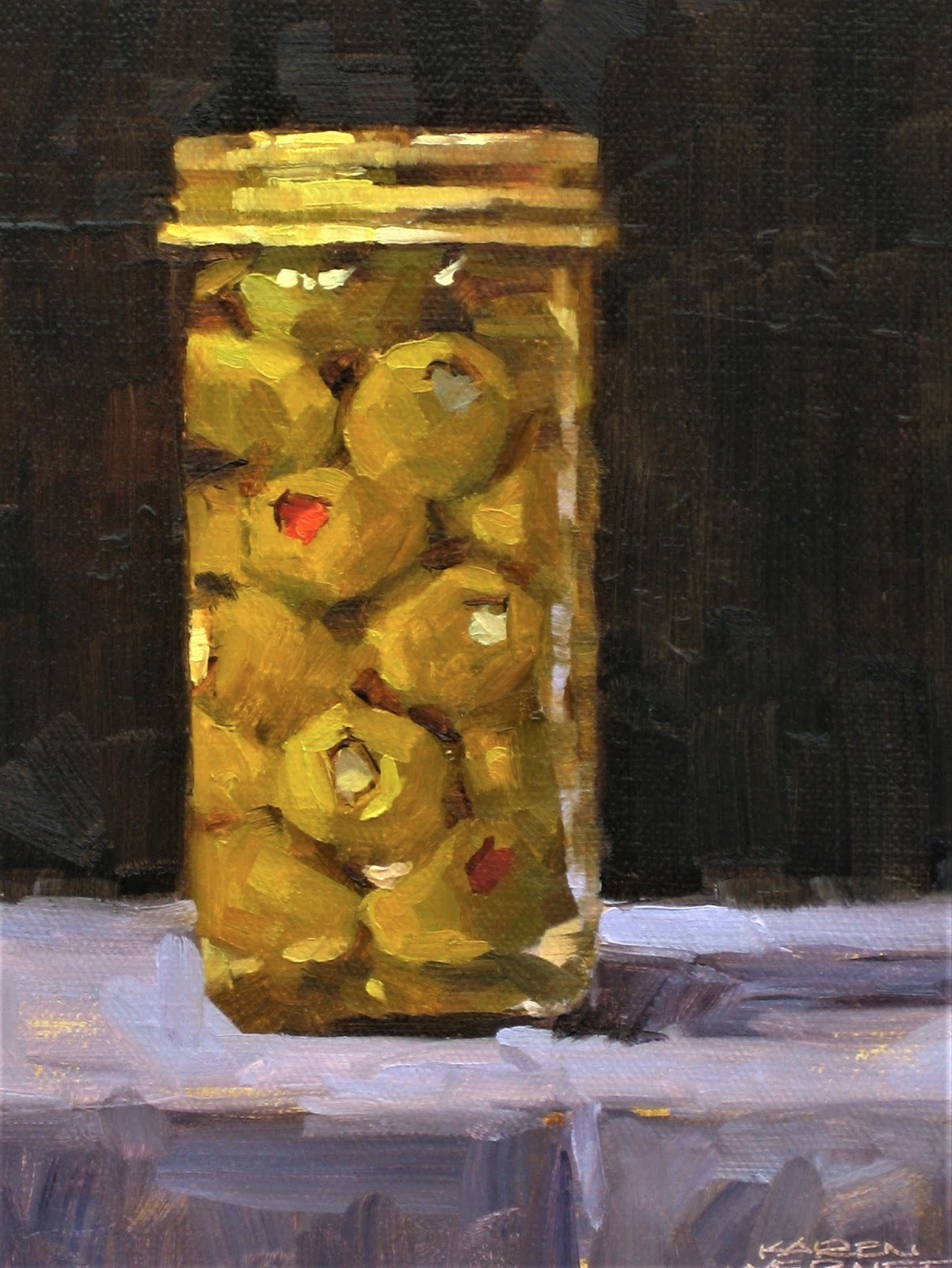 Karen Werner Fine Art Spanish Olives a still life painting in oil