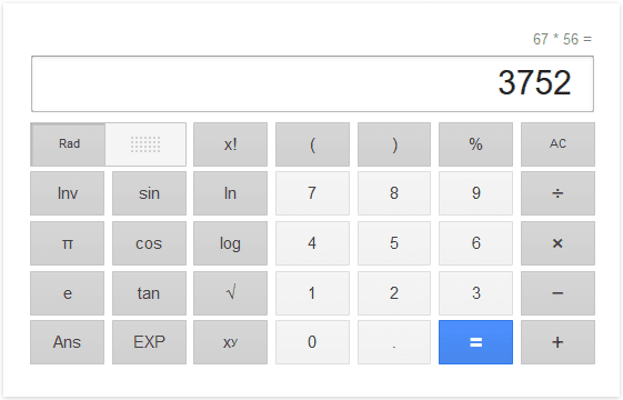 Calculator on Google search engine