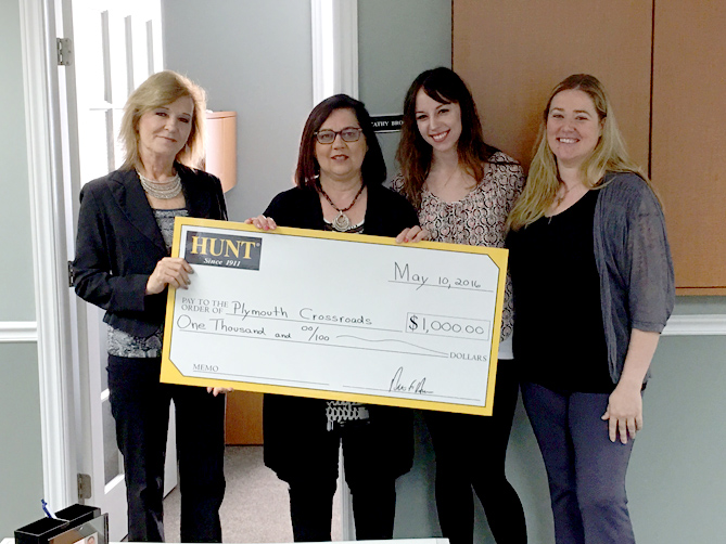 LANCASTER BRANCH OF HUNT REAL ESTATE RAISES MONEY FOR PLYMOUTH CROSSROADS HUNT Real Estate