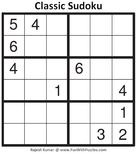 Mini Classic Sudoku (Mini Sudoku Series #70)