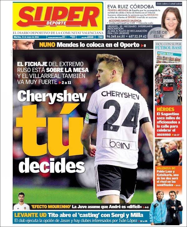 Valencia, Superdeporte: "Cheryshev, tú decides"