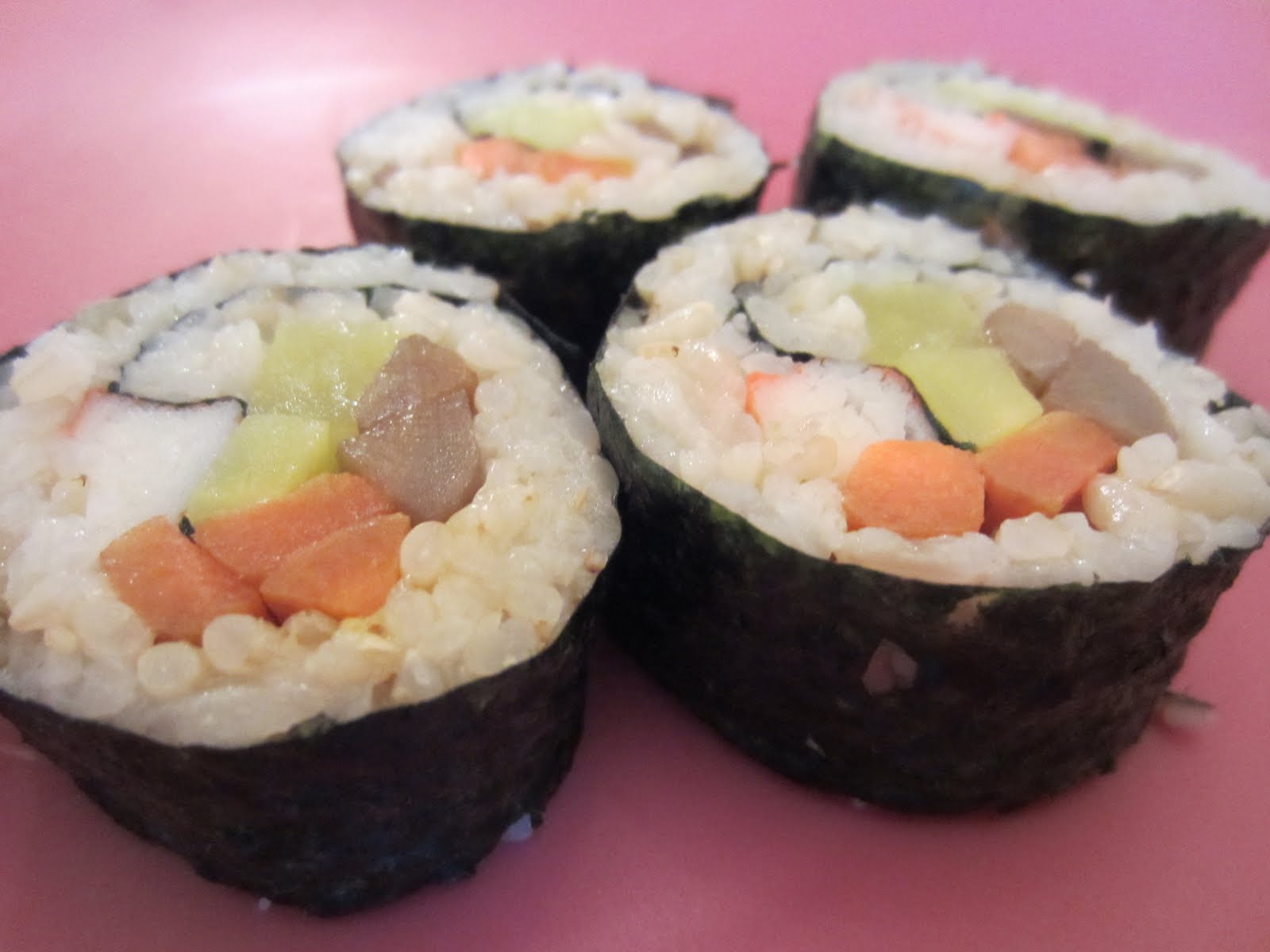 I rolled and made my first Gimbap last night! I didn't use a sushi