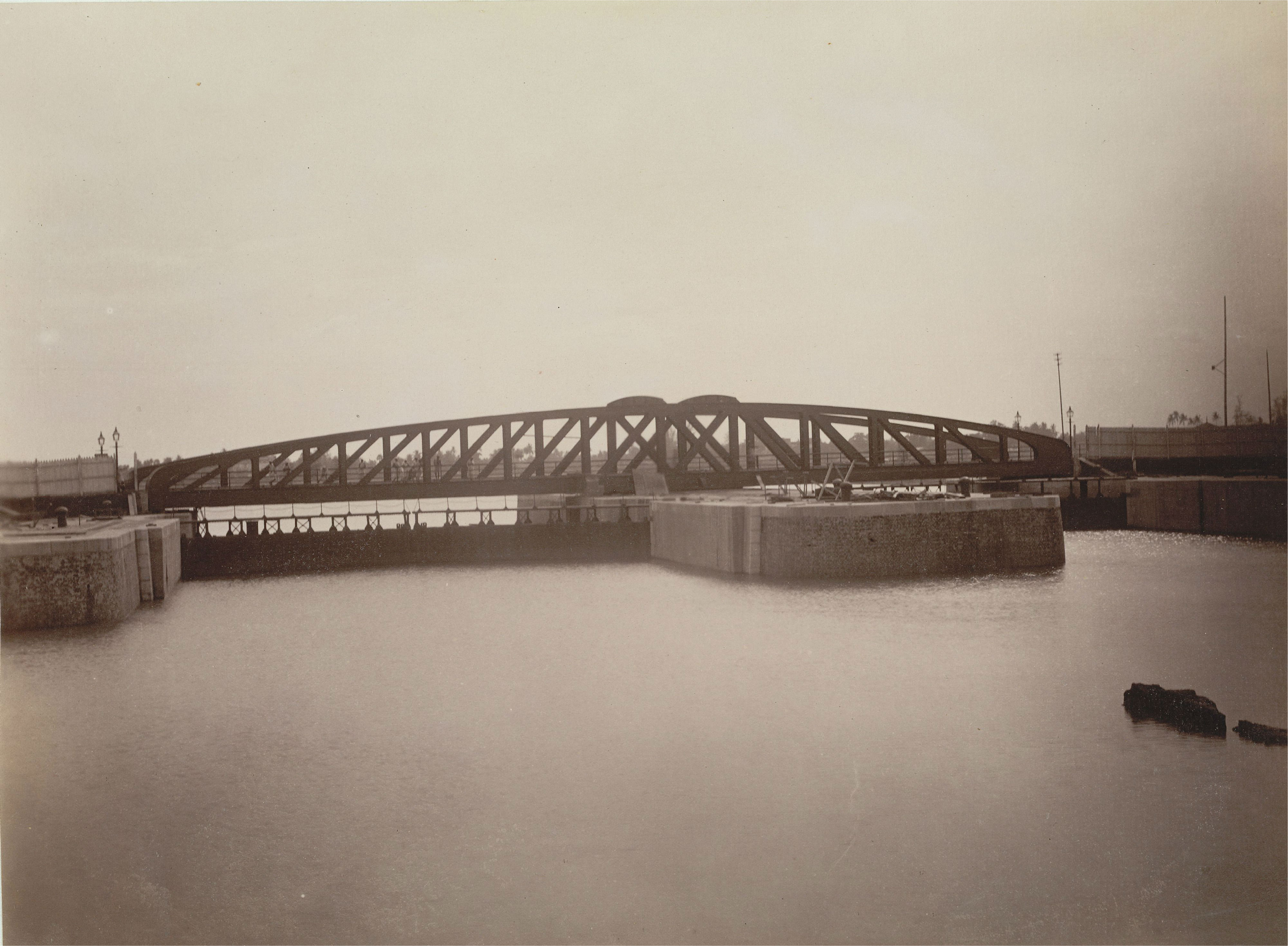 Calcutta (Kolkata) Docks with the SwingBridge Gates at the Entrance to