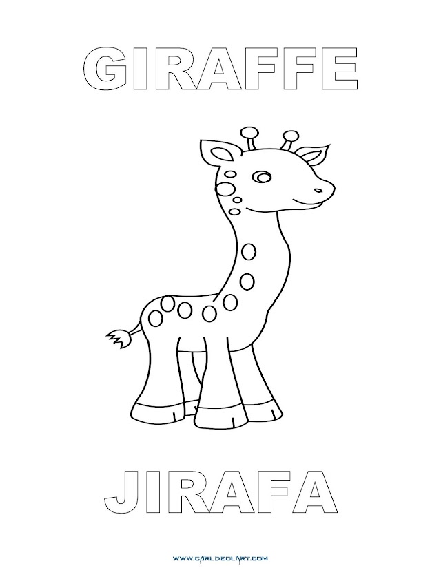 Dibujos Inglés - Español con J: Jirafa - Giraffe