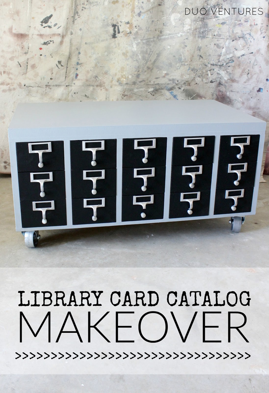 Duo Ventures DIY Library Card Catalog Coffee Table Makeover