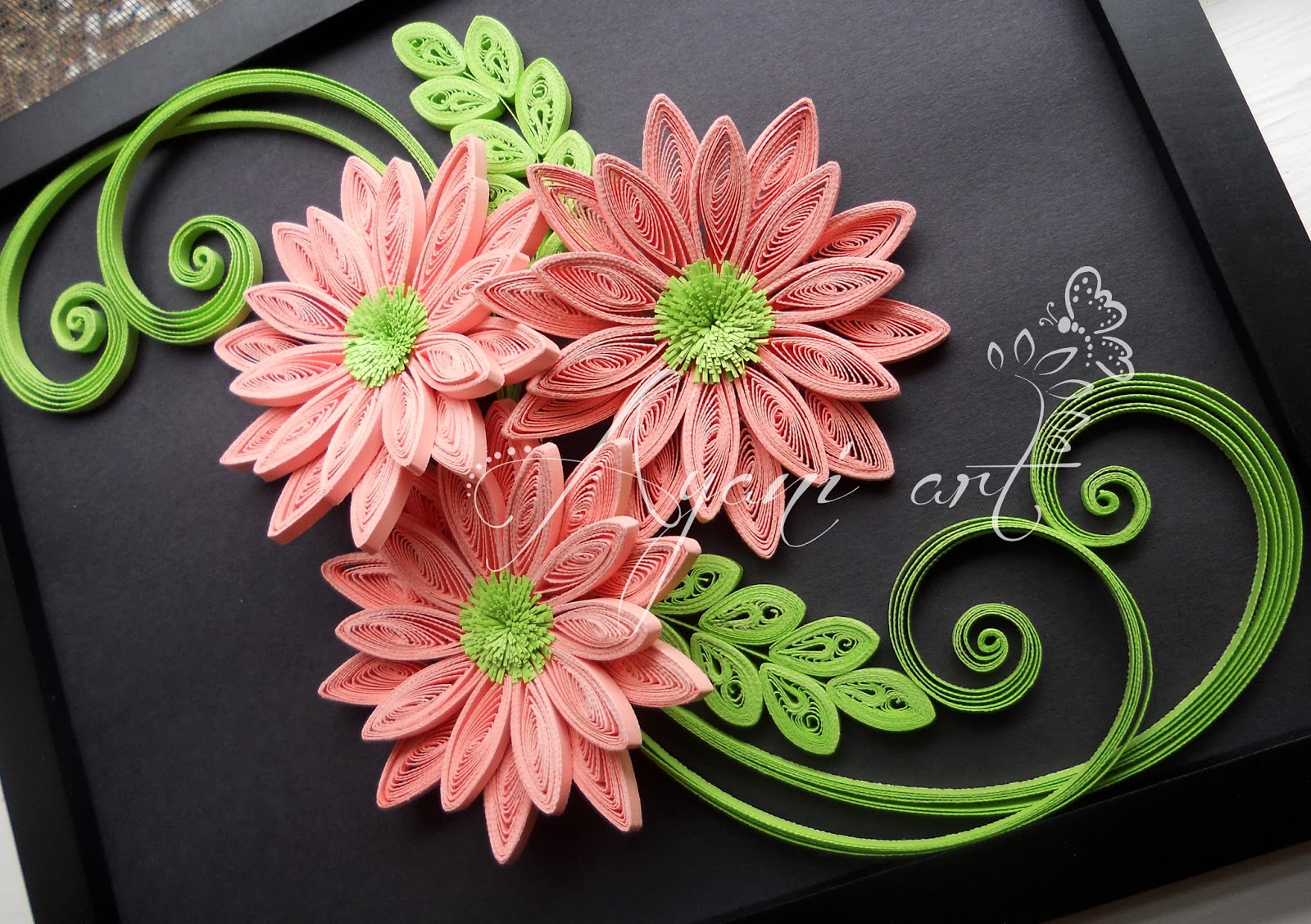 Ayani art: Quilling in Pink and Green