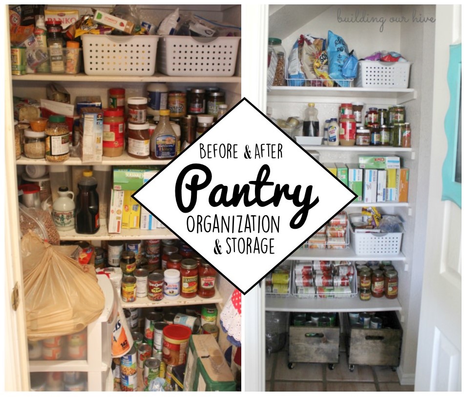 Building Our Hive Pantry Organization & Storage before & after