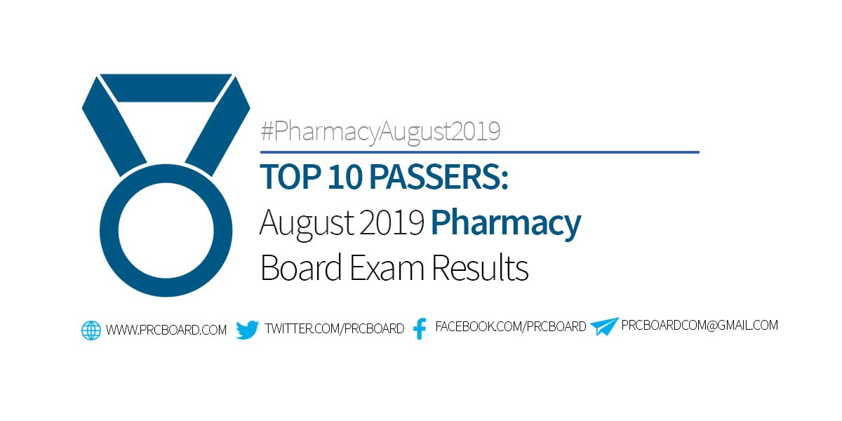PRC RESULTS Pharmacist Board Exam August 2019 Topnotchers, Top 10