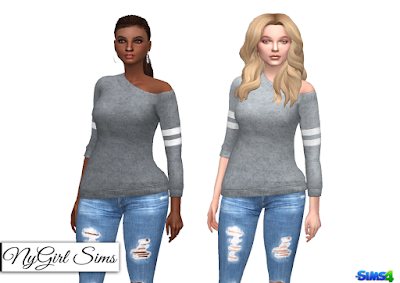 NyGirl Sims 4: Off Shoulder Wool Sweater with Arm Stripe