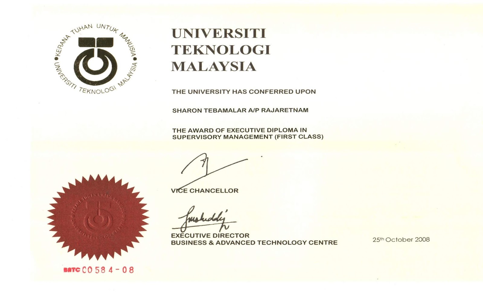 Part Time Study UTM Executive Diploma in Engineering Business Management