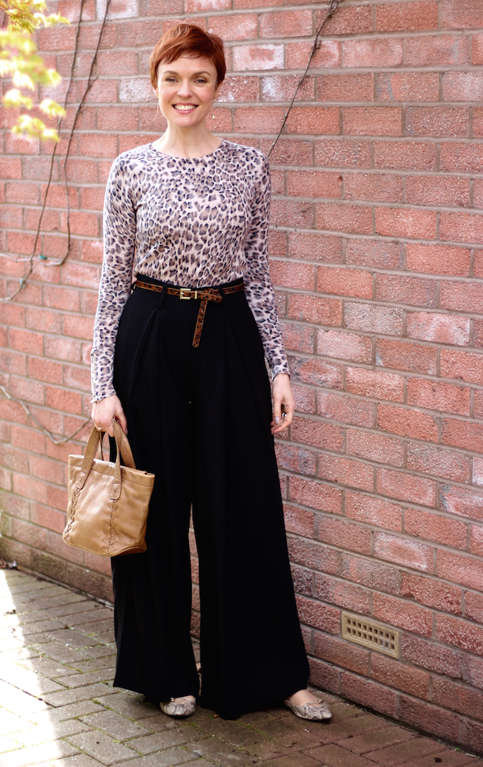 Fake Fabulous | Black palazzo trousers and leopard print
