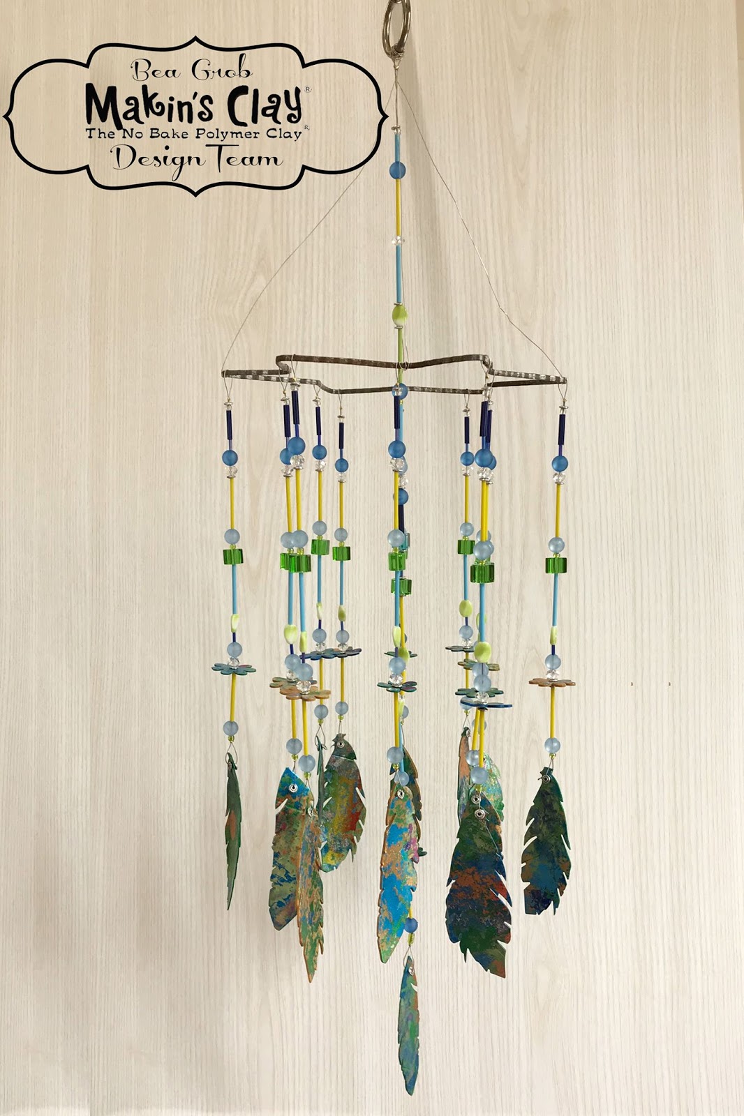 Polymer Clay Feathers Wind Chime