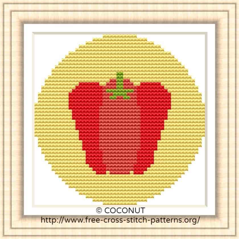RED BELL PEPPER VEGETABLE ICON FREE AND EASY PRINTABLE CROSS STITCH RED BELL PEPPER VEGETABLE ICON FREE AND EASY PRINTABLE CROSS STITCH