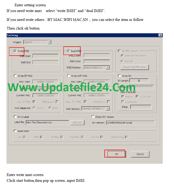 Write dual imei w+g emmc