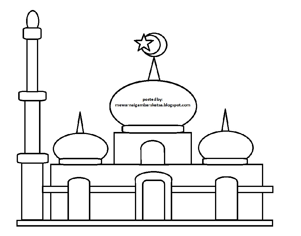 Mewarnai Gambar Masjid Yuuk Download Sketsa