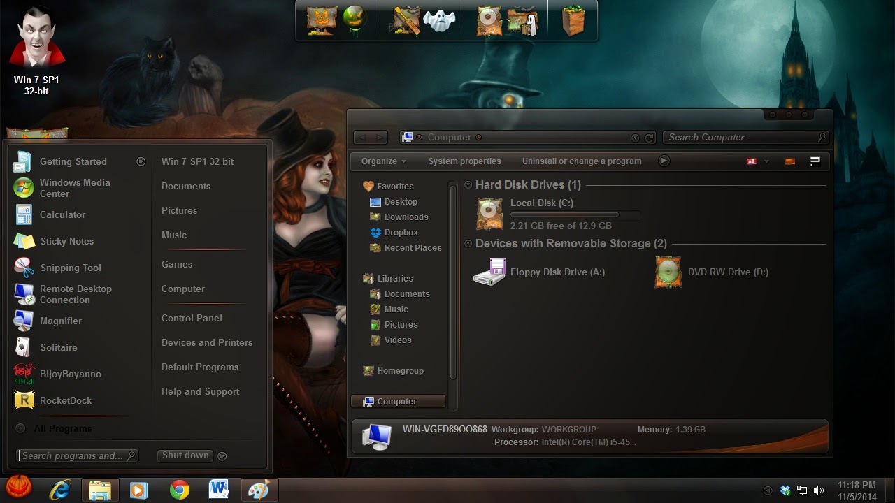 Halloween Transformation Pack for your Windows How to use Halloween desktop theme on my laptop