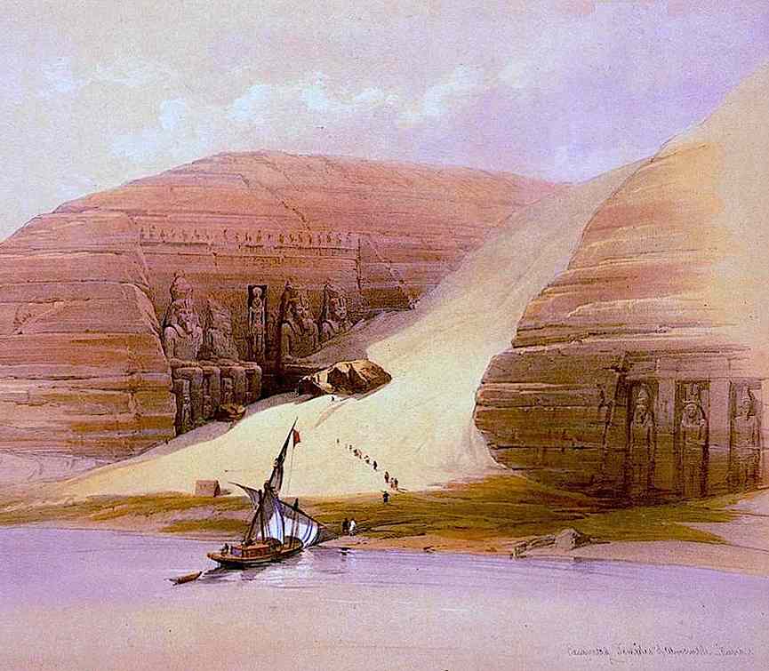 David Roberts David Roberts book illustration of Egyptian ruins and a river of sand