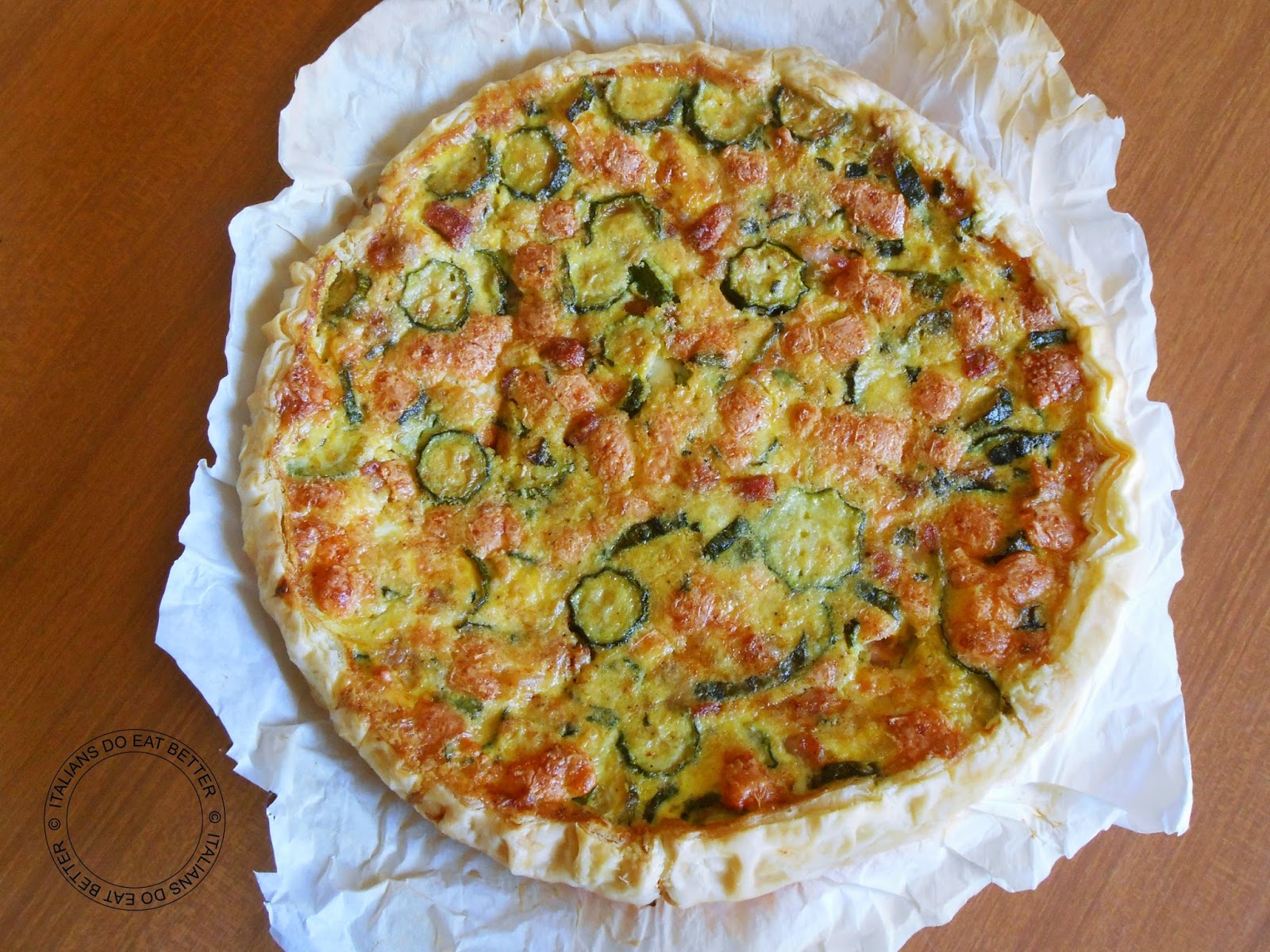 torta salata con zucchine e pancetta