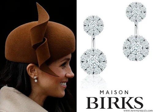 Meghan Markle wears Birks Snowflake Large Round Jacket Earrings