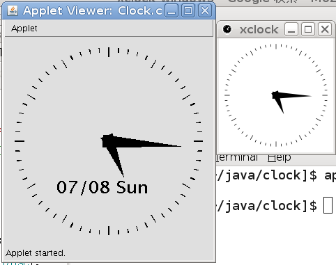 quantum の記録: xclock (もどき) on windows (xclock in java applet)