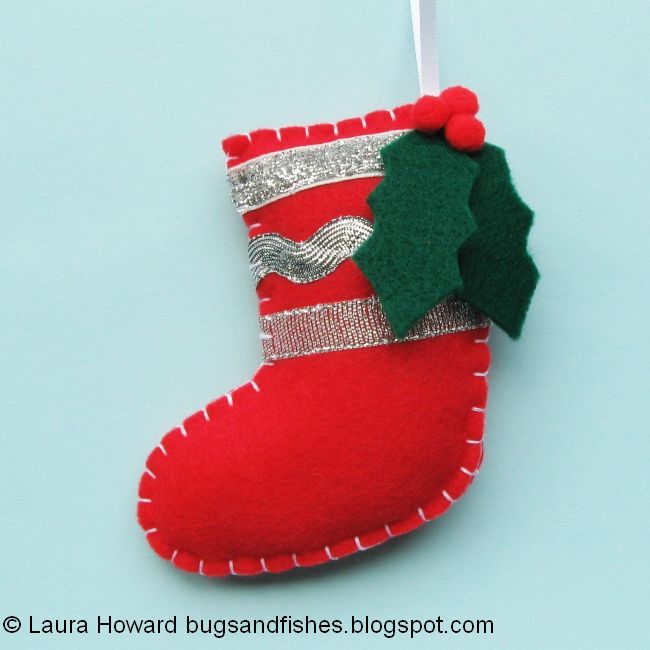 Bugs and Fishes by Lupin: Christmas Ornament Tutorial: Sew a Stripey Felt  Stocking