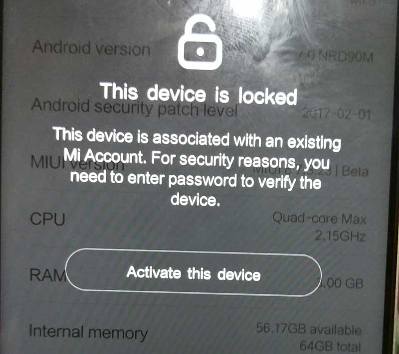 This device is locked xiaomi что делать