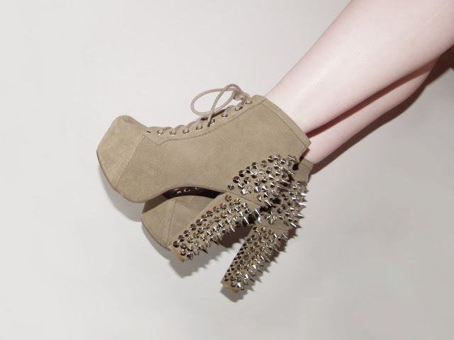 Sammi Jackson - Jeffrey Campbell Lita Spike in Taupe Suede