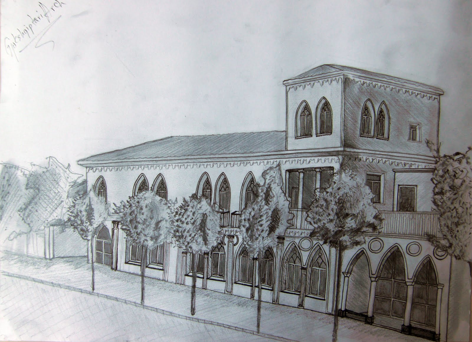 Embassy Building Draw Epoka Drawing Class: Drawing of ex-yugoslavian embassy, works