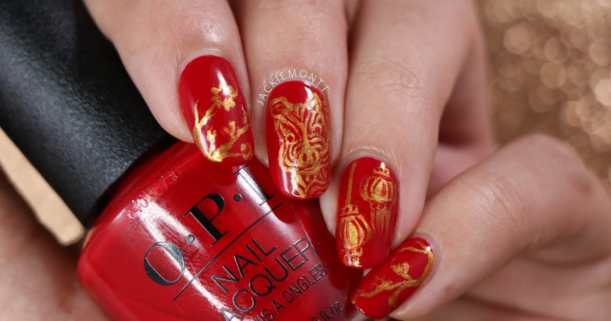 Red and Gold Nail Art for Chinese New Year - wide 3