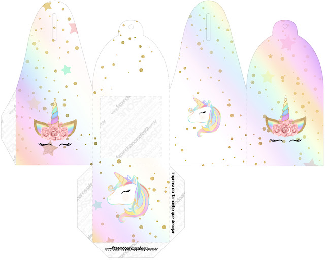 Unicornio y Arco Iris: Cajas para Imprimir Gratis. Unicornio y Arco Iris: Cajas para Imprimir Gratis.