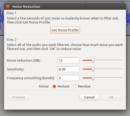 Get Noise Profile in Audacity