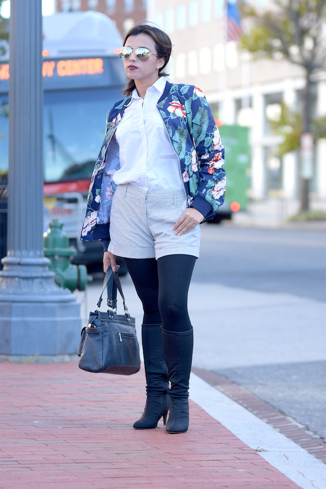 Power your happy, by Lisa Sugar Wearing: Bomber Jacket: Choies Romper: Present Boots: Nine West